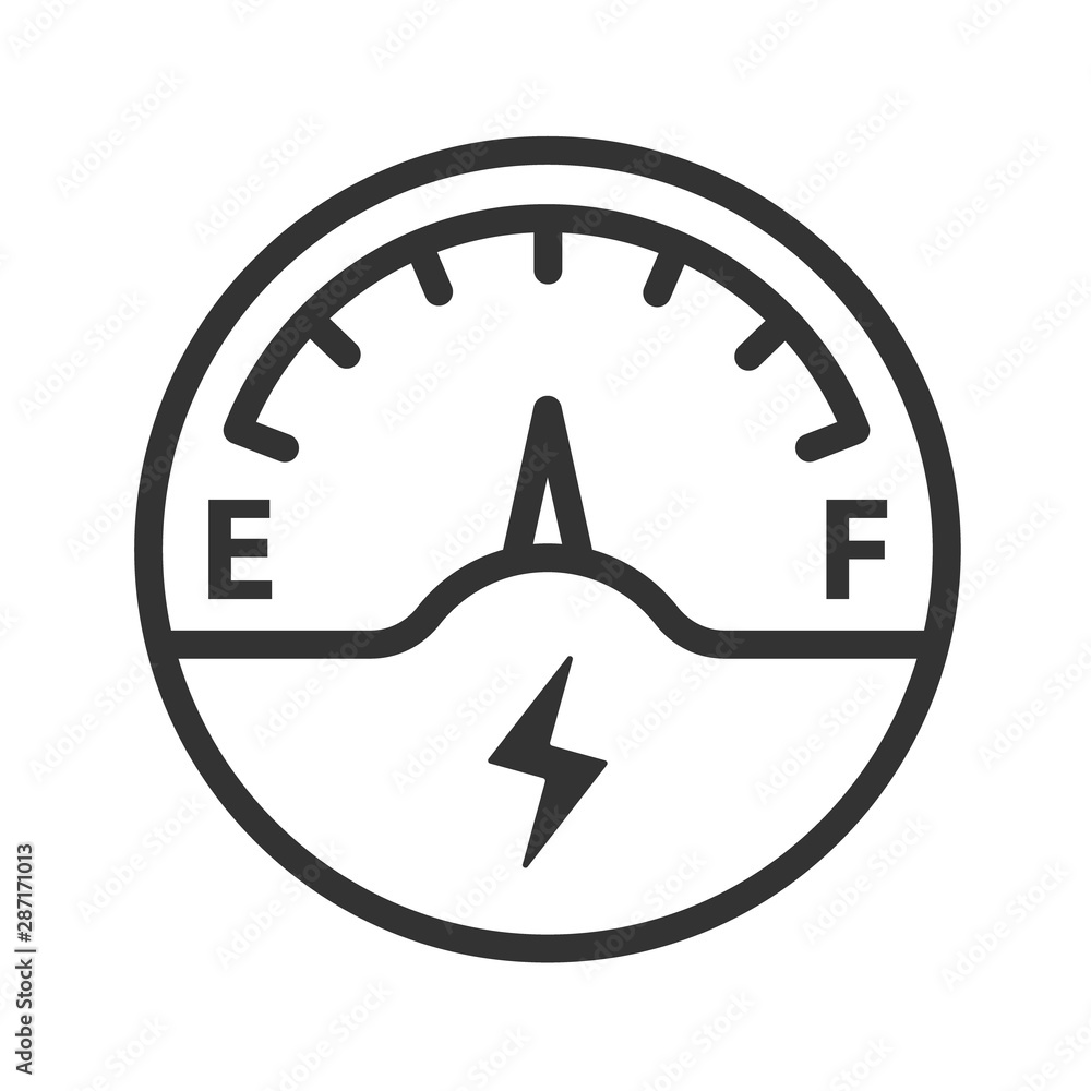 Poster charge indicator outline vector icon isolated on white background. electric charge indicator flat ic