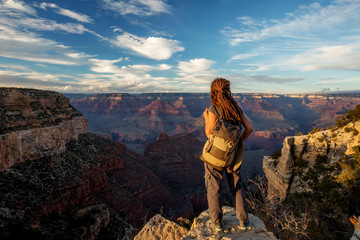 Naklejka premium A hiker in the Grand Canyon National Park, South Rim, Arizona, USA.