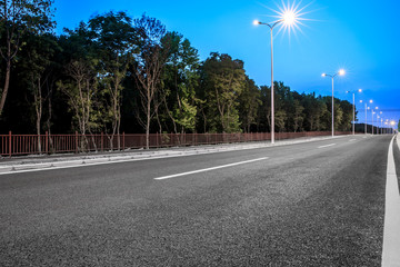 New city road and bright street lights at night