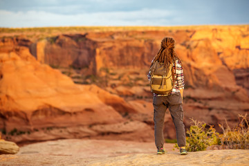 A hiker in the Canyon de Chelly National Monument