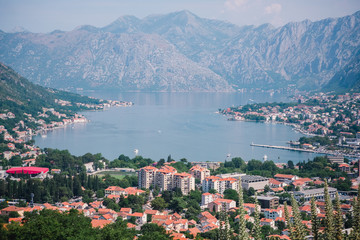 Panoramic view on Kotor bay, Montenegro.