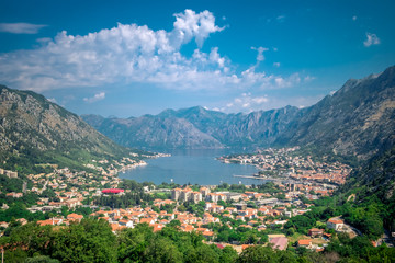 Fototapeta na wymiar Panoramic view on Kotor bay, Montenegro.