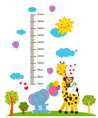 Kids height scale with funny animals