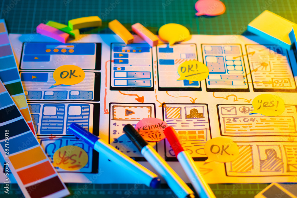 Poster application design. application development in a design studio. project coordination apps mobile des