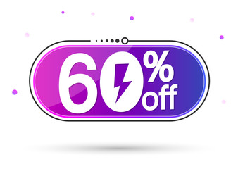 Flash Sale 60% off, banner design template, discount tag, vector illustration