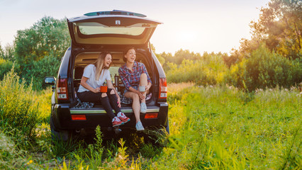 Enjoying the rest and socializing on a picnic trip with your best friends.