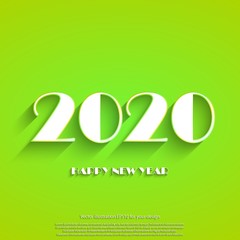 Happy New Year 2020 white text on light green background. Template holidays card. Winter holiday greetings poster. Vector illustration eps10