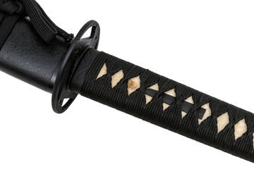 Tsuka : handle of Japanese sword isolated in white background.