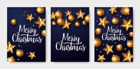 Christmas greeting card set. Backgrounds with Christmas lights and decorations.