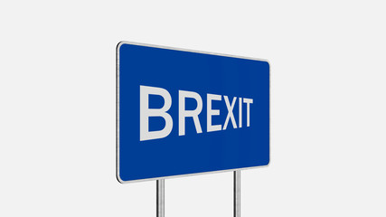 Brexit Concept. Road Sign Depicting Great Britain Departing European Uniun