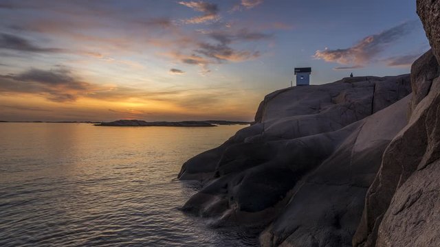 Day-to-Night Time Lapse of the small lighthouse at Stångehuvud nature reserve in Lysekil, Sweden