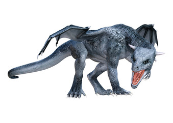 3D Rendering Fairy Tale Dragon on White