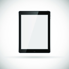 Realistic tablet pc computer with blank screen isolated on white background. Vector eps10 illustration