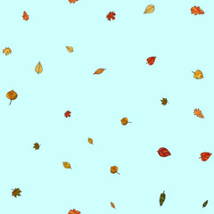 abstract vector doodle autumn leaves seamless pattern