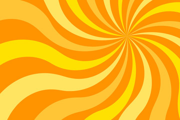 Twisted four color yellow orange abstract sunburst