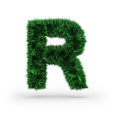 Uppercase green and ecology font. Letter R. 3D