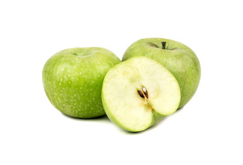 Green apple with half