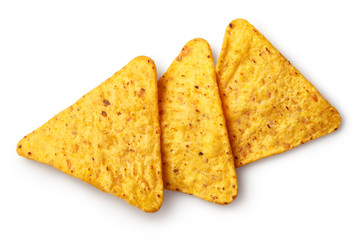 Mexican nachos chips, isolated on white background