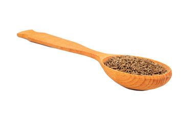 Dry cumin in spoon