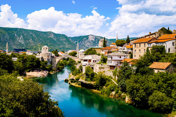 The beautiful old bridge of Mostar - obrazy, fototapety, plakaty