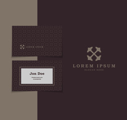 Vintage luxury ornamental logo, business card and pattern template set