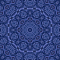 Dark blue abstract square mandala background. Seamless geometric symmetry pattern ornament