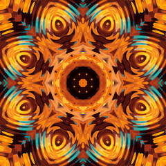 Colorful square mandala background ornament. Symmetry, design. Seamless geometric pattern.