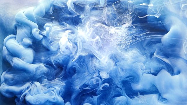 Ink Water Explosion. Enchantment Spell. Blue Paint Leak. Liquid Nitrogen Gas Effect.