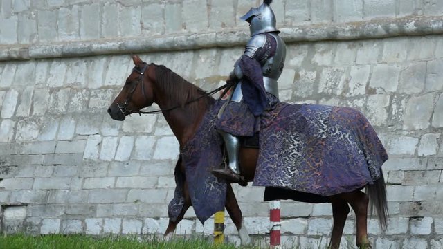 Knight Tournament. Medieval horse knights are preparing for the tournament