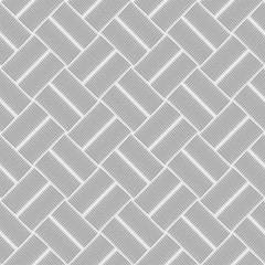 Seamless checkered diagonal pattern with grunge striped intersecting square elements. Monochrome geometric vectorial pattern. The effect of optical illusion.