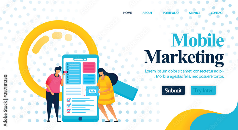 Wall mural optimization of ad costs and layout using mobile marketing to get profit. consulting for promotion a