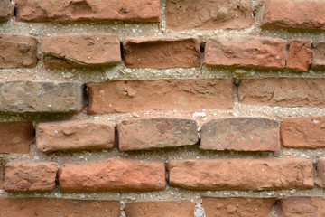 Old red brick wall background