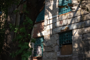 Facade background of abandoned building