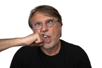 Punch in the face of a mature man