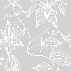 floral seamless pattern with flowers and leaves