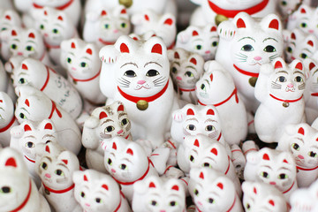 Traditional beckoning cats in Gotoku-ji temple in Tokyo