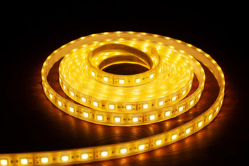 Led silicon shining strip in coil. Diode lights