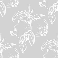 pomegranate tropical fruit seamless pattern