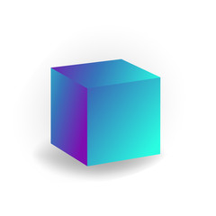 cube - 3D geometric shape with holographic gradient isolated on white background vector