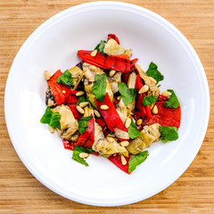 Healthy Roast Red Pepper and Artichoke Salad