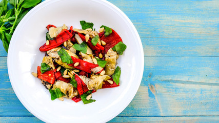 Healthy Roast Red Pepper and Artichoke Salad