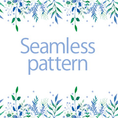 水彩風ボタニカル　植物柄シームレスパターン