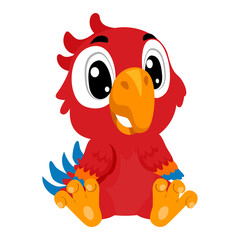 Vector Illustration of Cute Colorful Parrot Cartoon