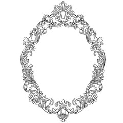 Vintage oval pattern frame in old style. Vector.Vintage oval pattern frame in old style. Vector.