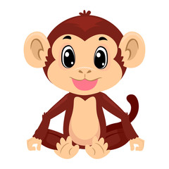 Vector Illustration of a Cute Happy Monkey Cartoon