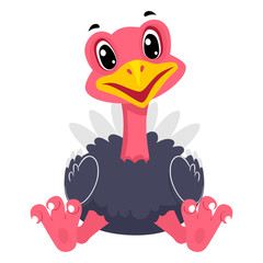 Vector Illustration of a Happy Cartoon Ostrich in Sitting position