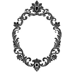 Vintage oval pattern frame in old style. Vector.Vintage oval pattern frame in old style. Vector.