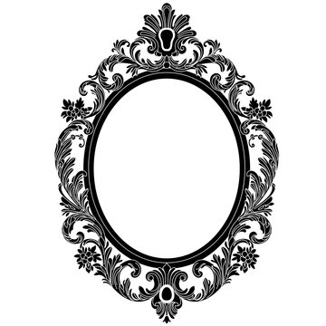 Vintage oval pattern frame in old style. Vector.Vintage oval pattern frame in old style. Vector.