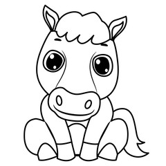 Coloring Book Outlined Horse Sitting Position