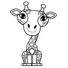 Coloring Book Outlined Giraffe Sitting Position